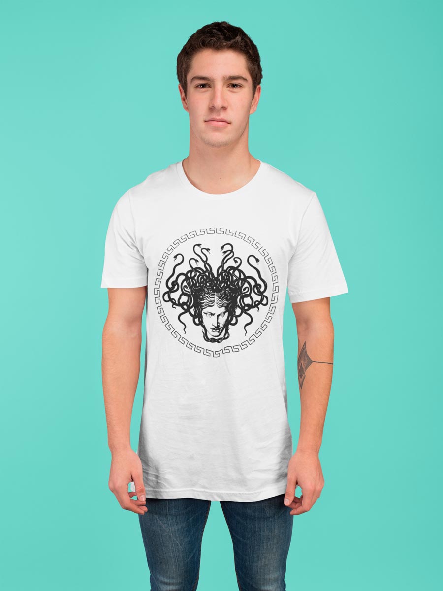 Cotton men's T-shirt with Medusa Head print