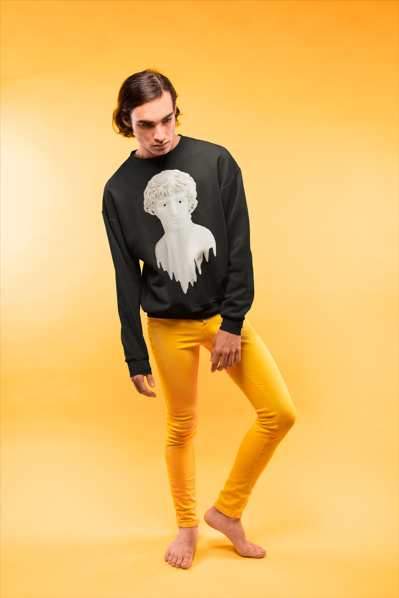 Men crewneck sweatshirt with Liquid Adonis print