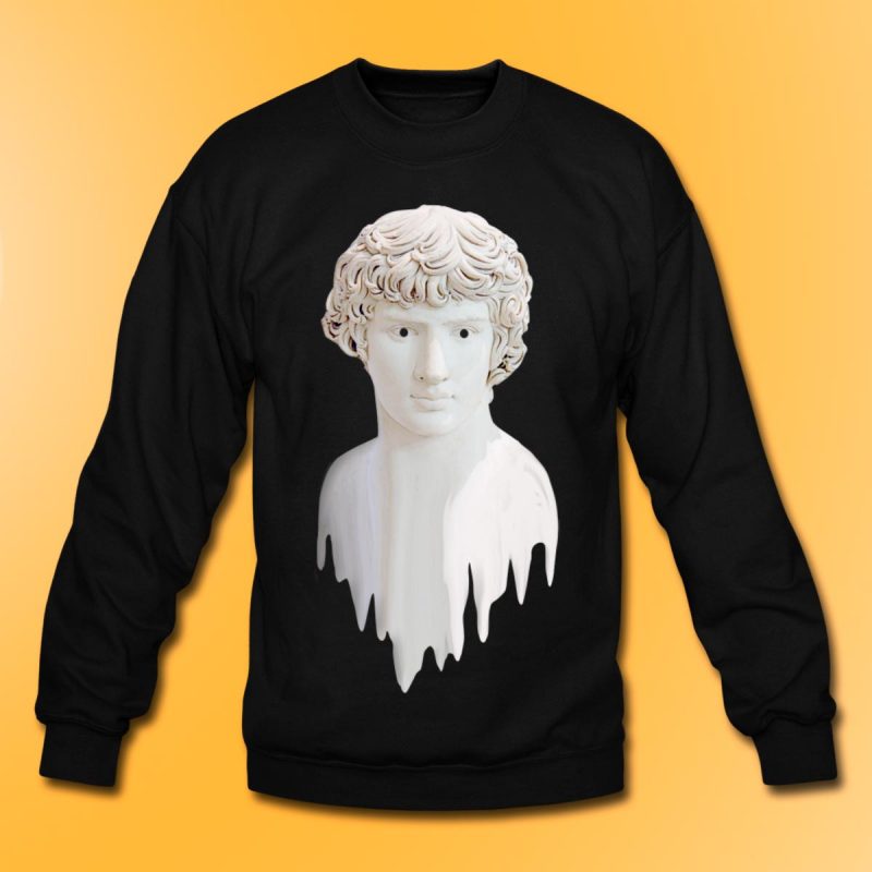 Man´s black crewneck sweatshirt with Liquid Adonis print