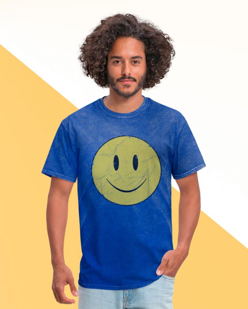 Blue men t-shirt smiley emoji print